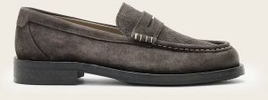 Kožené mokasíny AllSaints BLOOM SUEDE LOAFER šedá farba, M022FC