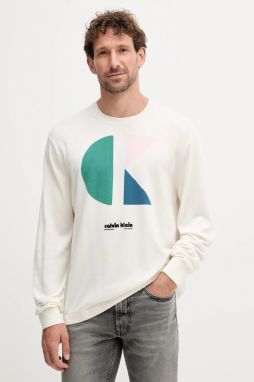 Bavlnený sveter Calvin Klein Jeans biela farba, ľahký, LV04RC303G