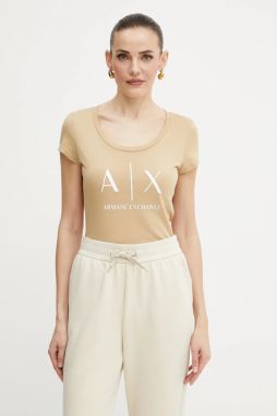 Bavlnené tričko Armani Exchange ružová farba