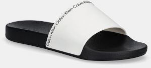 Šľapky Calvin Klein POOL SLIDE RUBBER pánske, biela farba, HM0HM00981