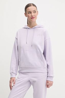 Mikina Dkny dámska, fialová farba, s kapucňou, jednofarebná, DP4T1097