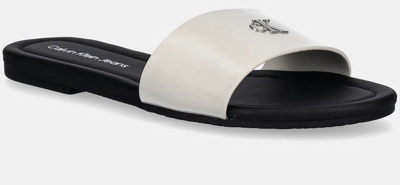 Šľapky Calvin Klein Jeans FLAT SANDAL SLIDE MG dámske, šedá farba, YW0YW01697