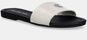 Šľapky Calvin Klein Jeans FLAT SANDAL SLIDE MG dámske, šedá farba, YW0YW01697