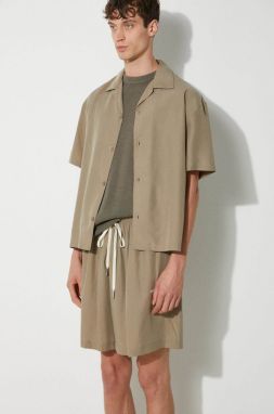 Košeľa MKI MIYUKI ZOKU Tencel Vacation Shirt pánska, zelená farba, voľný strih, TENCEL.VACATION.SHIRT