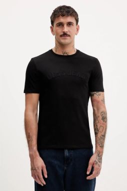 Bavlnené tričko Guess Jeans pánske, čierna farba, s nášivkou, M5YI05 K8HM0