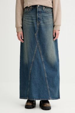 Rifľová sukňa Levi's tmavomodrá farba, maxi, rovný strih, A8727