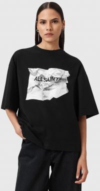 Blúzka AllSaints SCRUNCH čierna farba, s potlačou, W049JD
