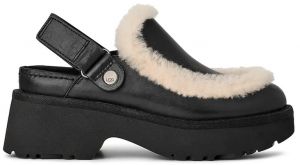 Šľapky UGG Esmee Leather Clog čierna farba, na platforme, 1171507.BLK