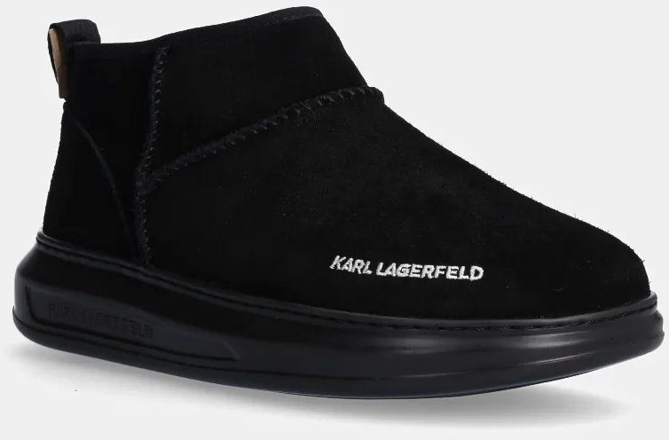 Semišové snehule Karl Lagerfeld KAPRI KOSI čierna farba, KL44522