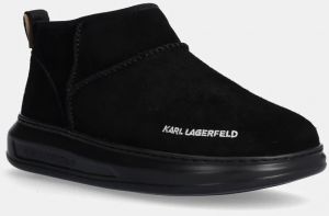 Semišové snehule Karl Lagerfeld KAPRI KOSI čierna farba, KL44522