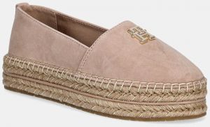 Semišové espadrilky Tommy Hilfiger SUEDE PLATFORM ESPADRILLE béžová farba, na platforme, FW0FW08586
