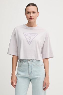 Bavlnené tričko Guess Originals dámske, fialová farba, W5GI58 K8HM0