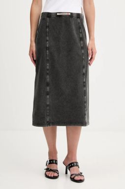 Sukňa Diesel O-ALLEGRA SKIRT čierna farba, midi, rovný strih, A16596.0NJBJ