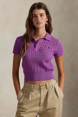 Bavlnený sveter Polo Ralph Lauren fialová farba, ľahký, 211972118