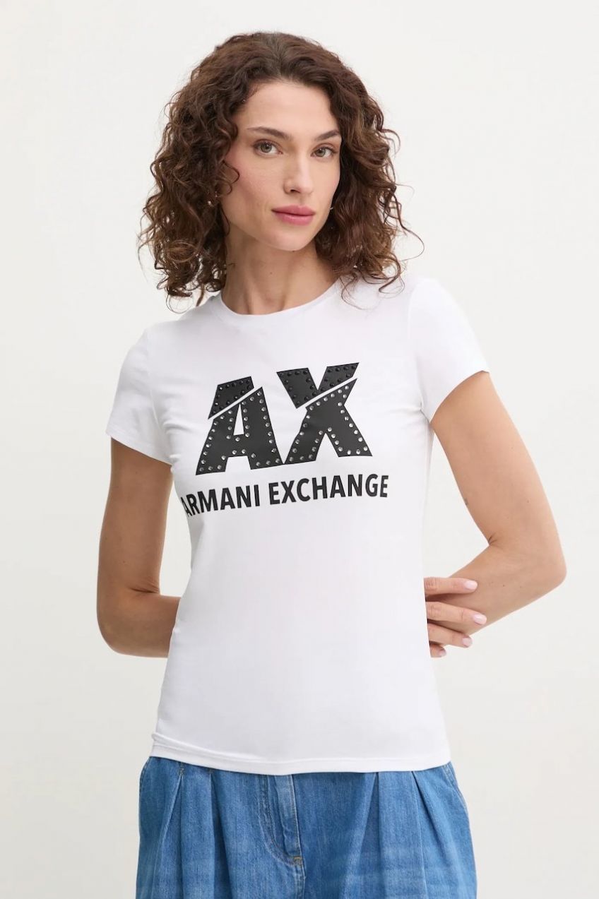 Tričko Armani Exchange dámske, biela farba, 8NYT86 Y8C7Z