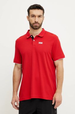 Polo tričko Helly Hansen OCEAN pánske, červená farba, s potlačou, 34367