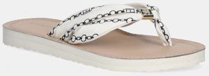 Šľapky Tommy Hilfiger TH CHAIN PRINT ELEVATED SANDAL dámske, biela farba, na plochom podpätku, FW0FW08519
