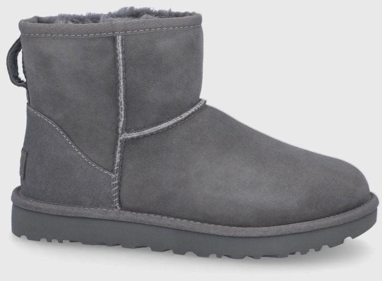 Semišové snehule UGG Classic Mini II dámske, šedá farba, na plochom podpätku, zateplené, 1016222.GRY
