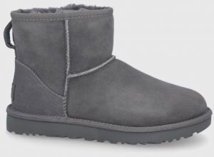 Semišové snehule UGG Classic Mini II dámske, šedá farba, na plochom podpätku, zateplené, 1016222.GRY