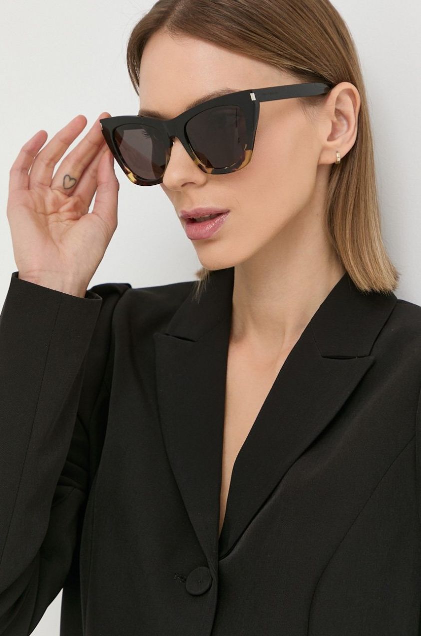 Slnečné okuliare Saint Laurent dámske, hnedá farba, SL 214 KATE