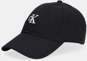 Bavlnená šiltovka Calvin Klein Jeans čierna farba, s potlačou, LV04K5024G