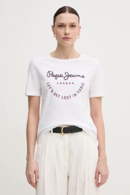 Bavlnené tričko Pepe Jeans RUMER dámske, biela farba, PL506072
