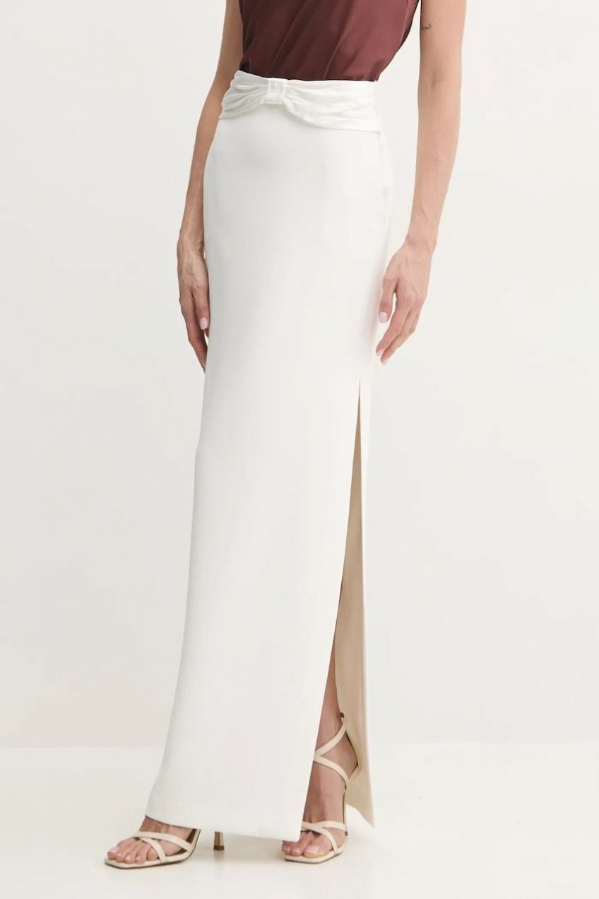 Sukňa Elisabetta Franchi biela farba, maxi, rovný strih, GO10151E2