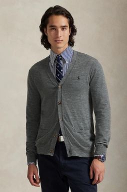 Vlnený kardigán Polo Ralph Lauren RWS-Longsleeve tmavomodrá farba, 710946144