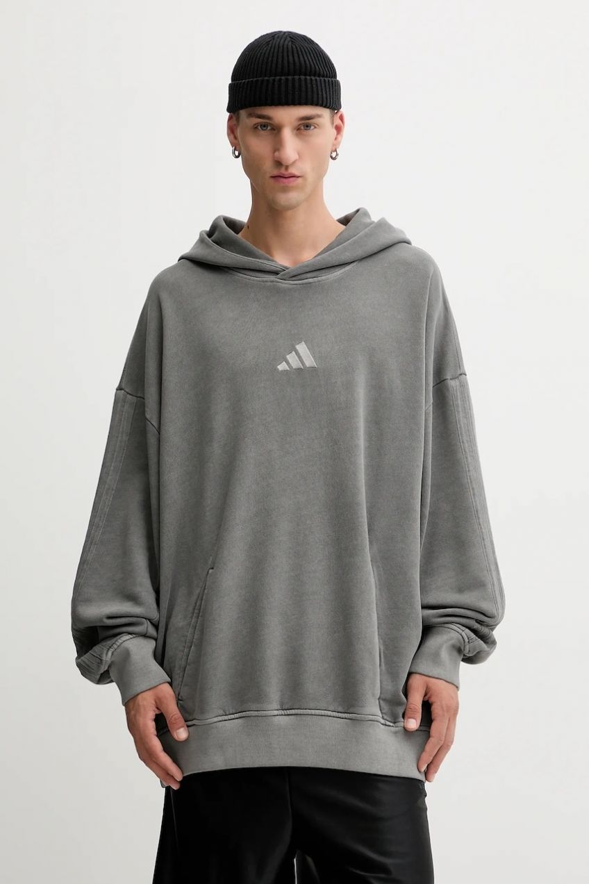 Bavlnená mikina adidas ALL SZN šedá farba, s kapucňou, jednofarebná, JN0617