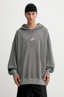 Bavlnená mikina adidas ALL SZN šedá farba, s kapucňou, jednofarebná, JN0617