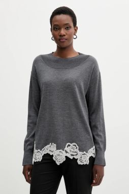 Vlnený sveter Blugirl Blumarine šedá farba, ľahký, RF5171.MA82O