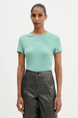 Tričko Tommy Jeans dámske, zelená farba, DW0DW21542