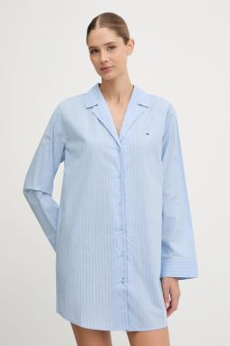 Bavlnená nočná košeľa Tommy Hilfiger modrá farba, bavlnená, UW0UW06082
