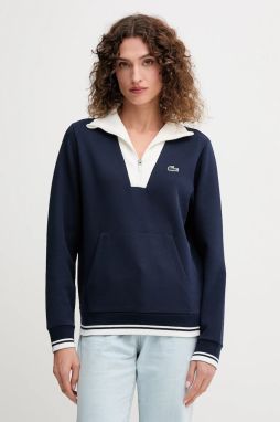 Mikina Lacoste tmavomodrá farba, s nášivkou, SF8634