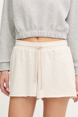 Šortky Under Armour Rival Terry béžová farba, melanžové, vysoký pás, 1389657