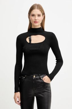 Sveter Versace Jeans Couture čierna farba, ľahký, s polorolákom, 79HAFM16 CMH23