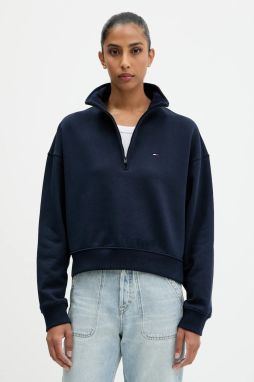 Bavlnená mikina Tommy Jeans tmavomodrá farba, jednofarebná, DW0DW21589