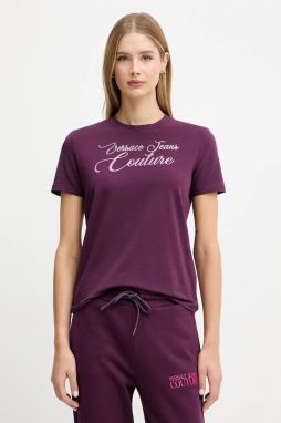 Tričko Versace Jeans Couture dámske, bordová farba, 79HAHT05 CJ03T