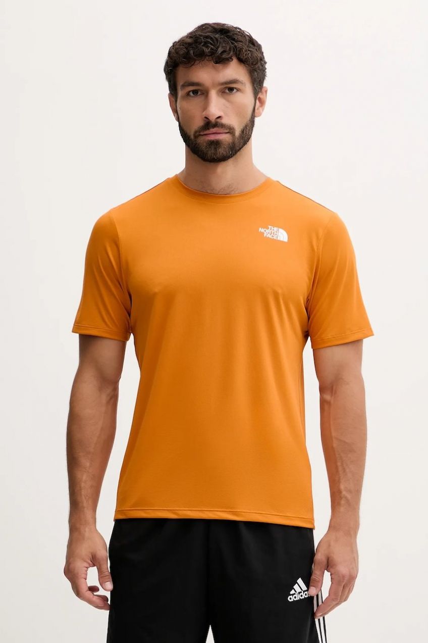 Tréningové tričko The North Face 24/7 oranžová farba, s potlačou, NF0A894BBRO1