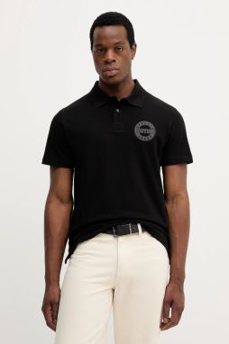 Bavlnené polo tričko Versace Jeans Couture čierna farba, s potlačou, 79GAGT06 CJ01T