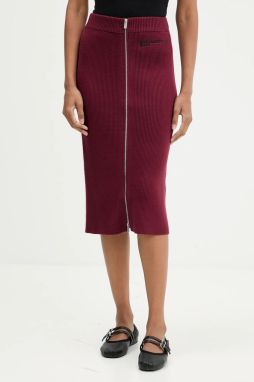 Sukňa Karl Lagerfeld Jeans bordová farba, midi, puzdrová, A4W12005