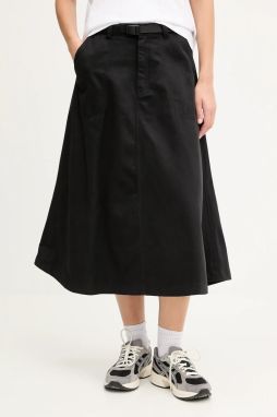 Rifľová sukňa The North Face M66 Canvas čierna farba, midi, áčkový strih, NF0A8DWYJK31