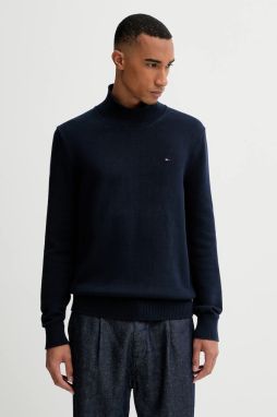 Bavlnený sveter Tommy Jeans tmavomodrá farba, ľahký, DM0DM22096