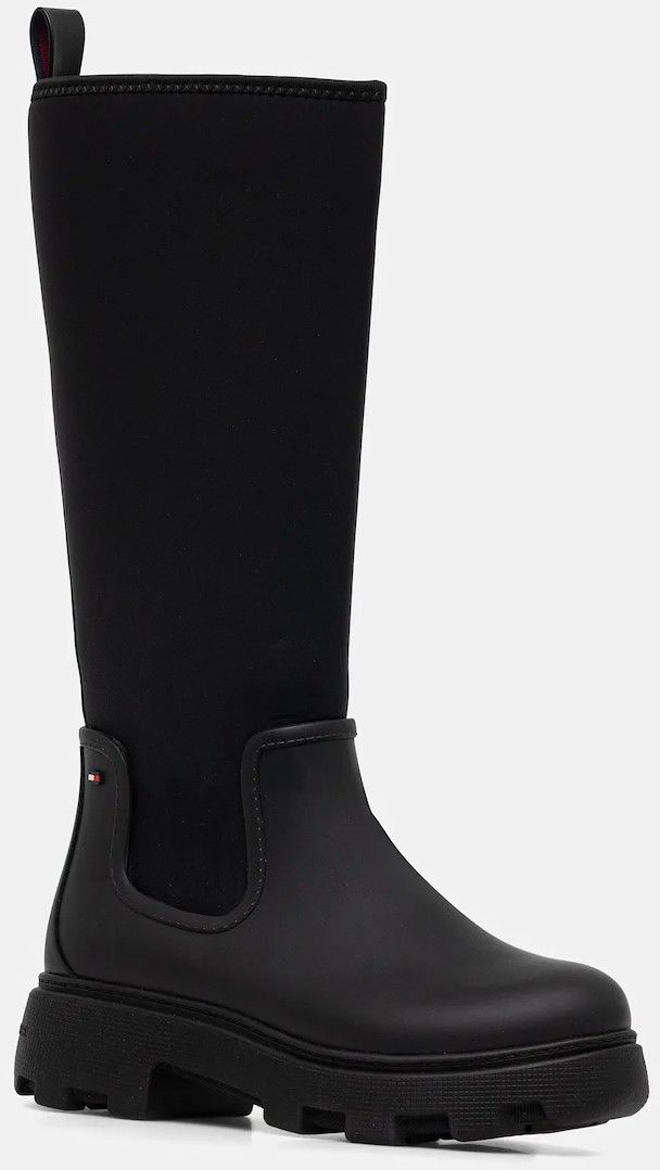 Gumáky Tommy Hilfiger FLAG LONG RAINBOOT WARM LINING čierna farba, FW0FW08973