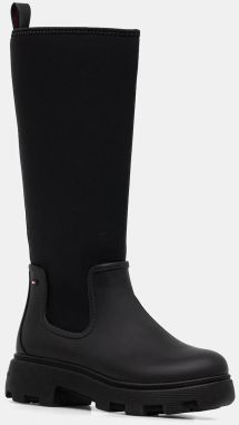 Gumáky Tommy Hilfiger FLAG LONG RAINBOOT WARM LINING čierna farba, FW0FW08973