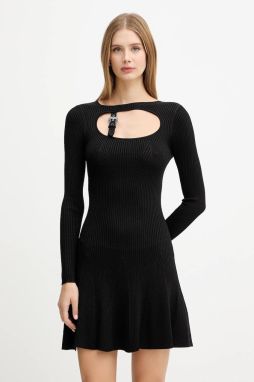 Šaty Versace Jeans Couture čierna farba, mini, áčkový strih, 79HAOM01 CMH23