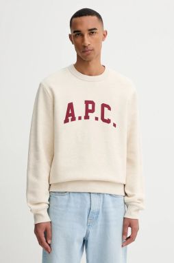 Mikina A.P.C. sweat harris - GOTS béžová farba, s potlačou, COHBR.H37012