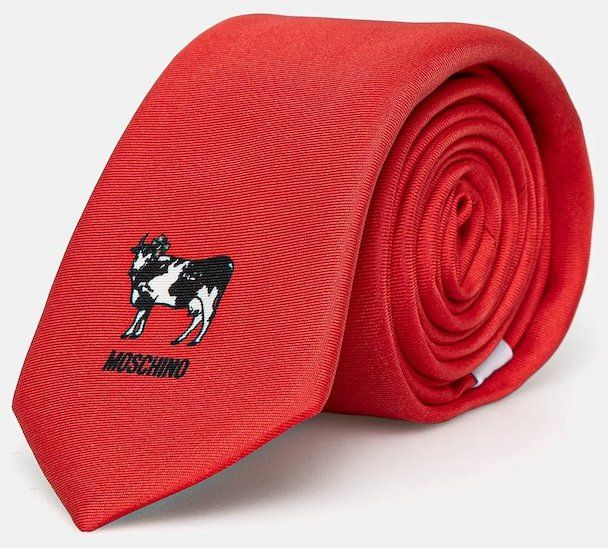Hodvábna kravata Moschino červená farba, M5862 55009