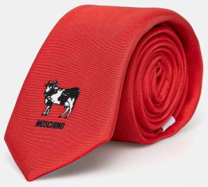 Hodvábna kravata Moschino červená farba, M5862 55009