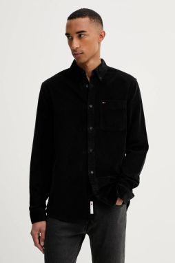 Menčestrová košeľa Tommy Jeans čierna farba, regular, DM0DM22021
